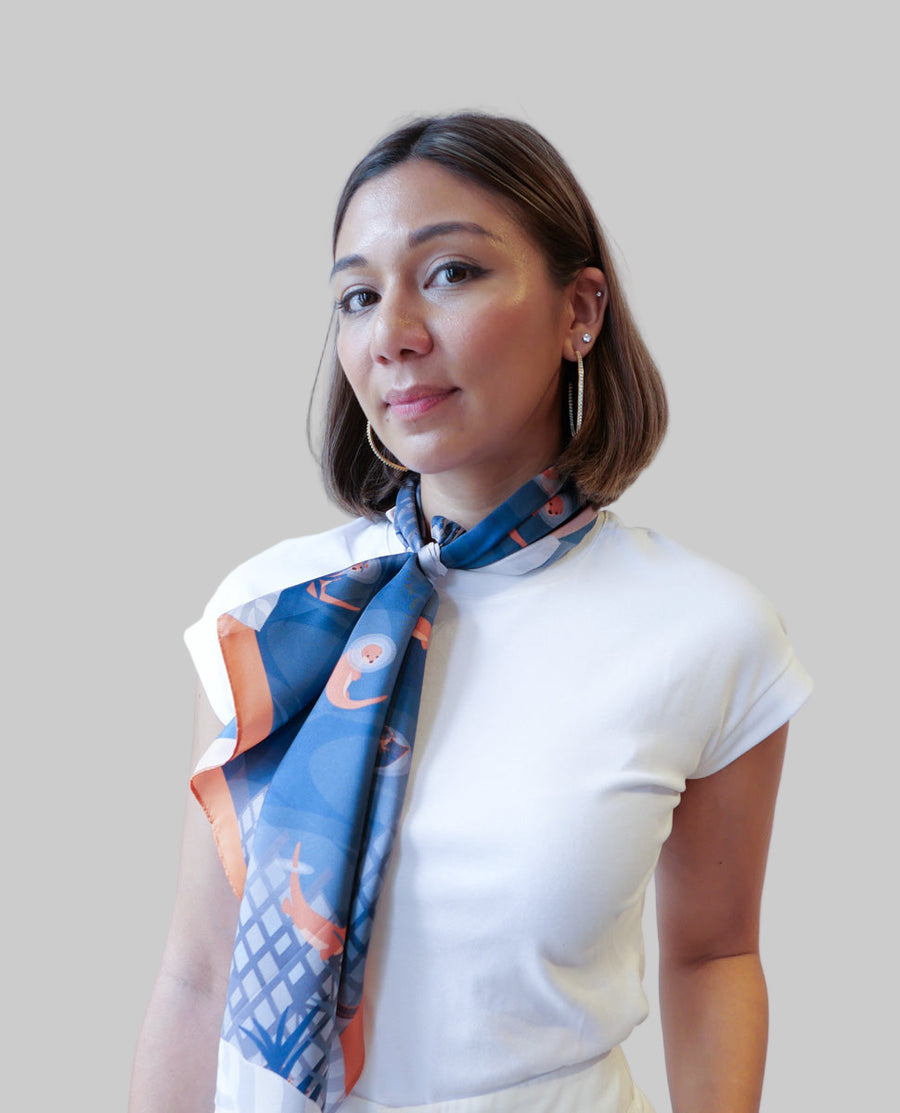 Playful Otters Small Silk Scarf