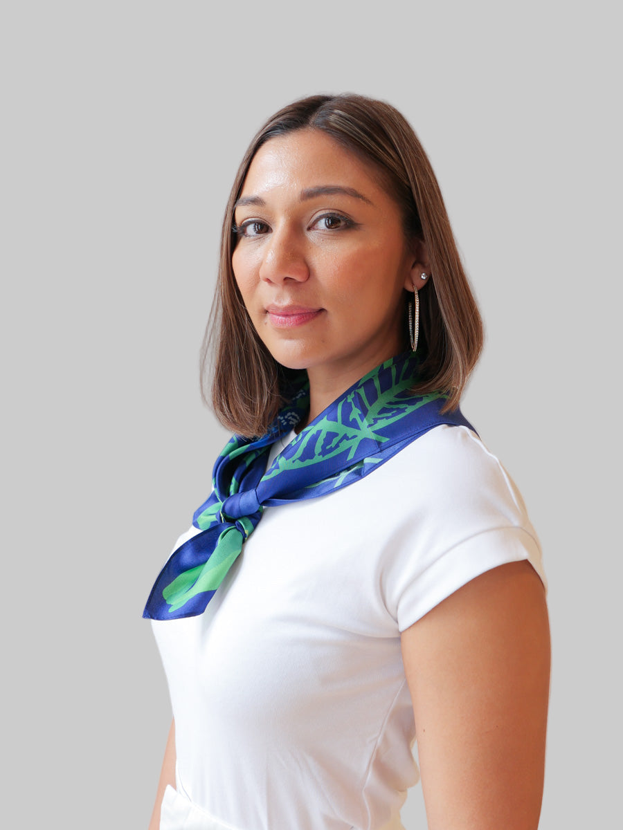 Blue Orchids Small Silk Scarf