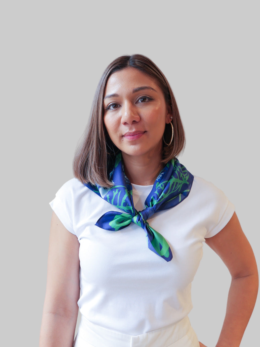 Blue Orchids Small Silk Scarf