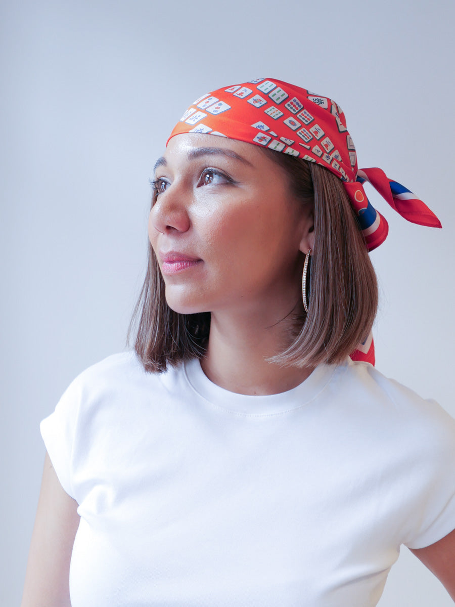 Lucky Mahjong Small Silk Scarf