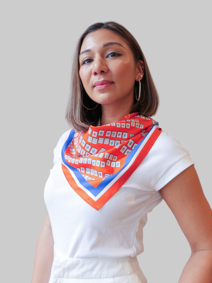 Lucky Mahjong Small Silk Scarf