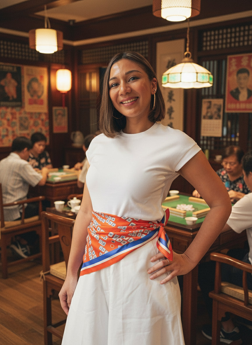 Lucky Mahjong Small Silk Scarf