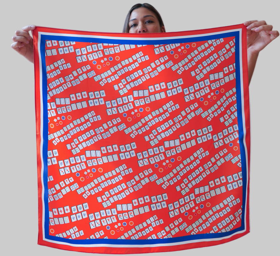 Lucky Mahjong Small Silk Scarf