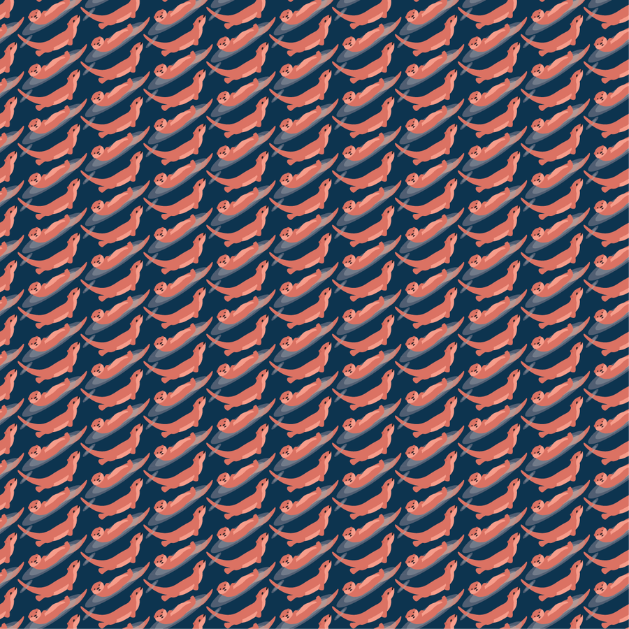 Playful Otters Pocket Square