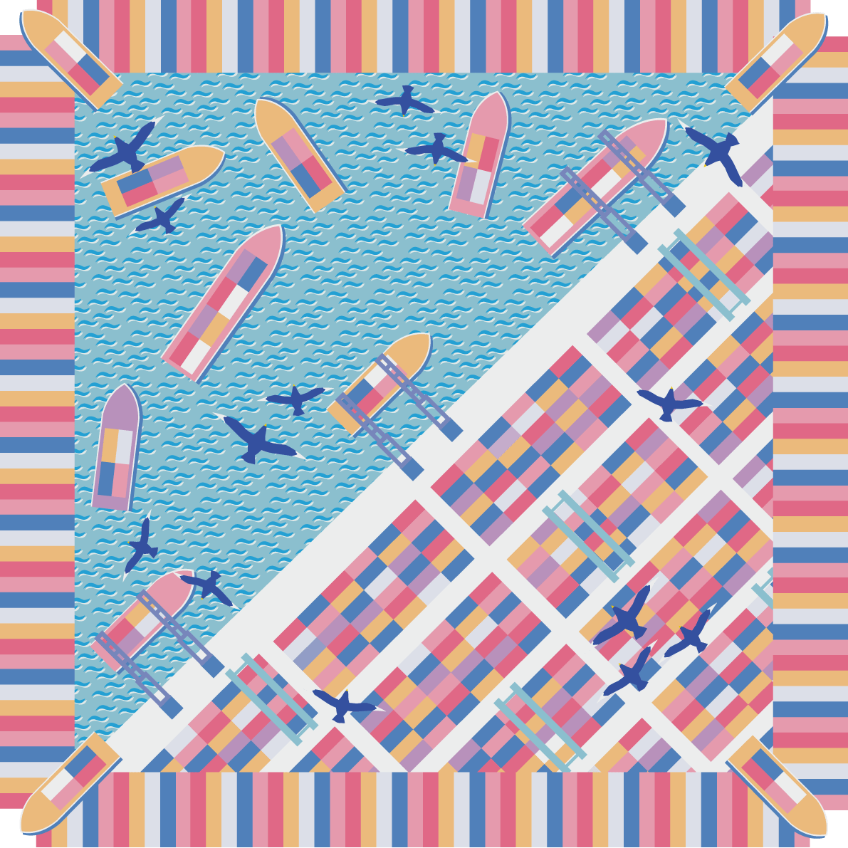 Port of Singapore Pocket Square