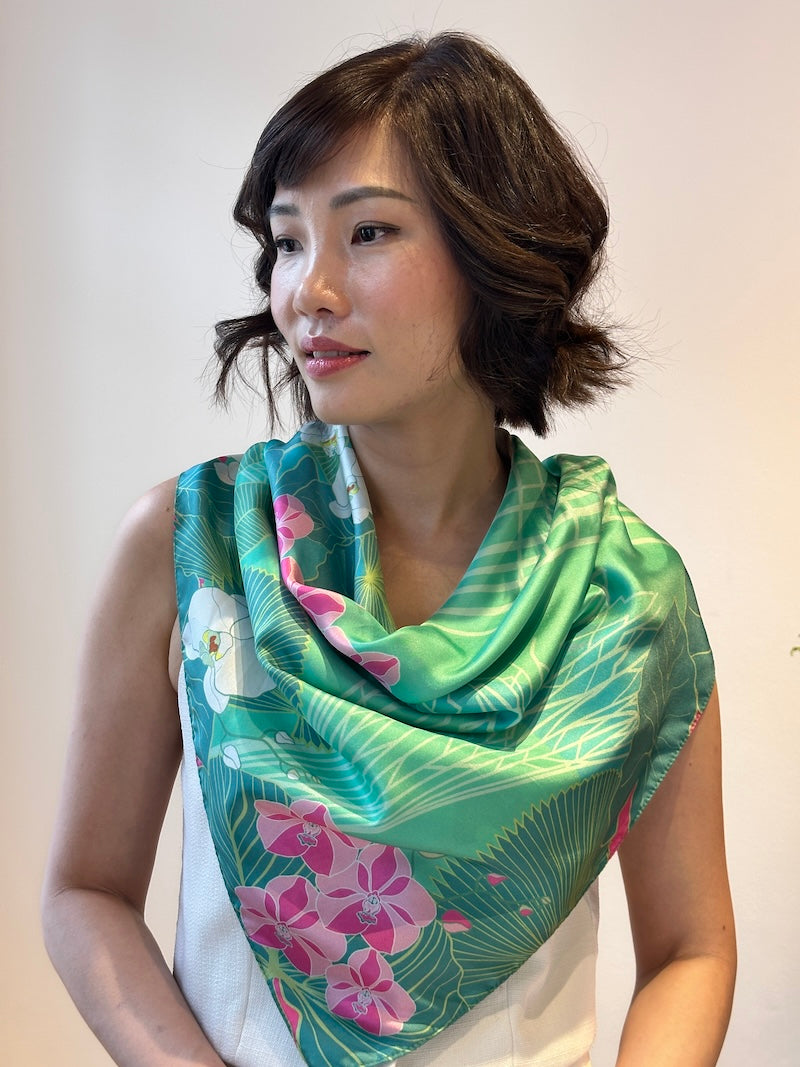 Botanic Oasis by the Bay Silk Scarf