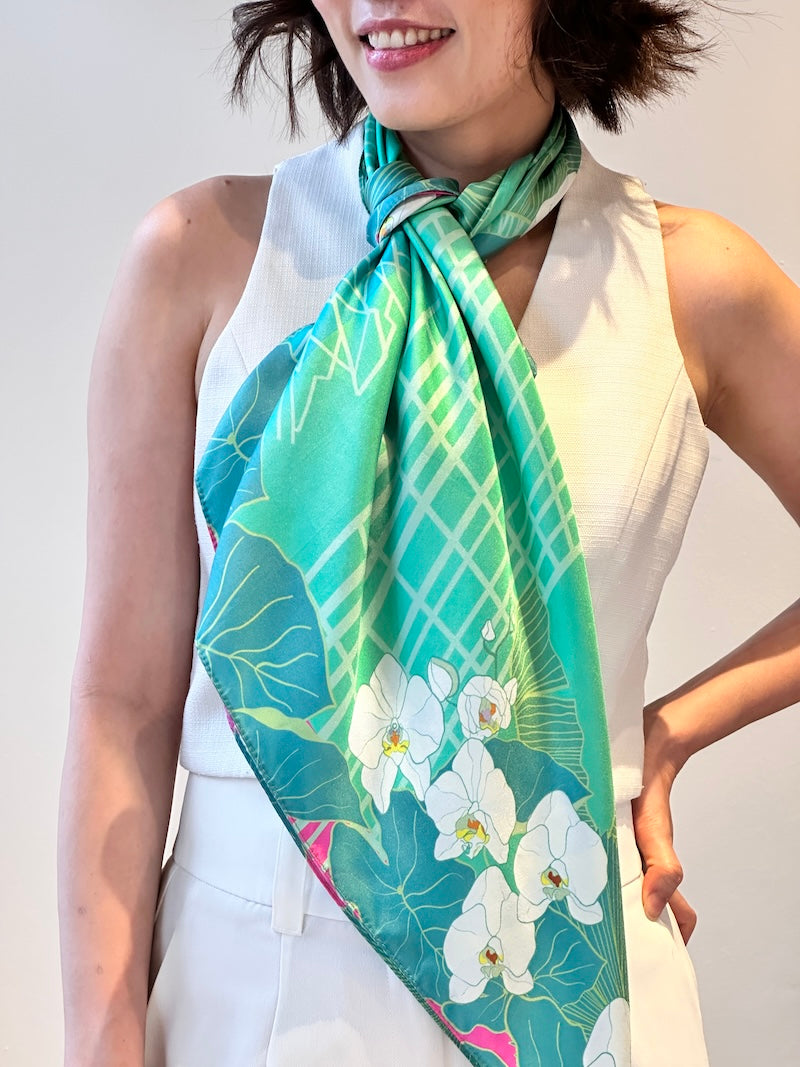 Botanic Oasis by the Bay Silk Scarf
