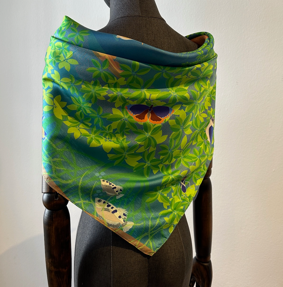 Sunset at the Wetland Silk Scarf