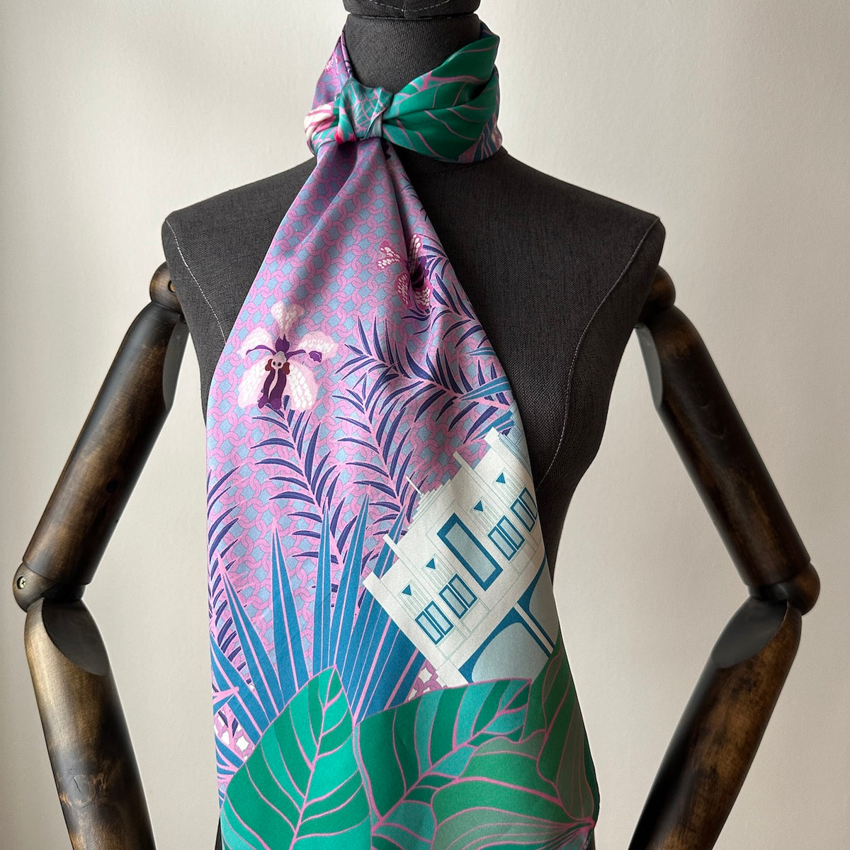 Tropical Art Deco Silk Scarf