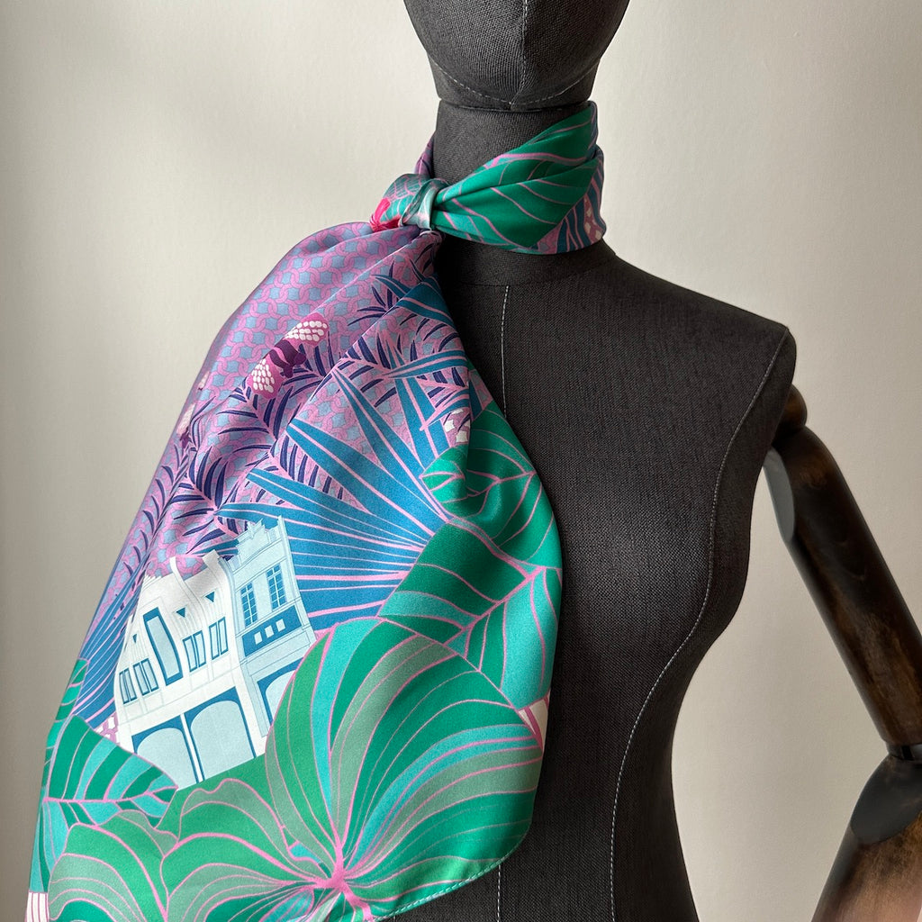 Tropical Art Deco Silk Scarf