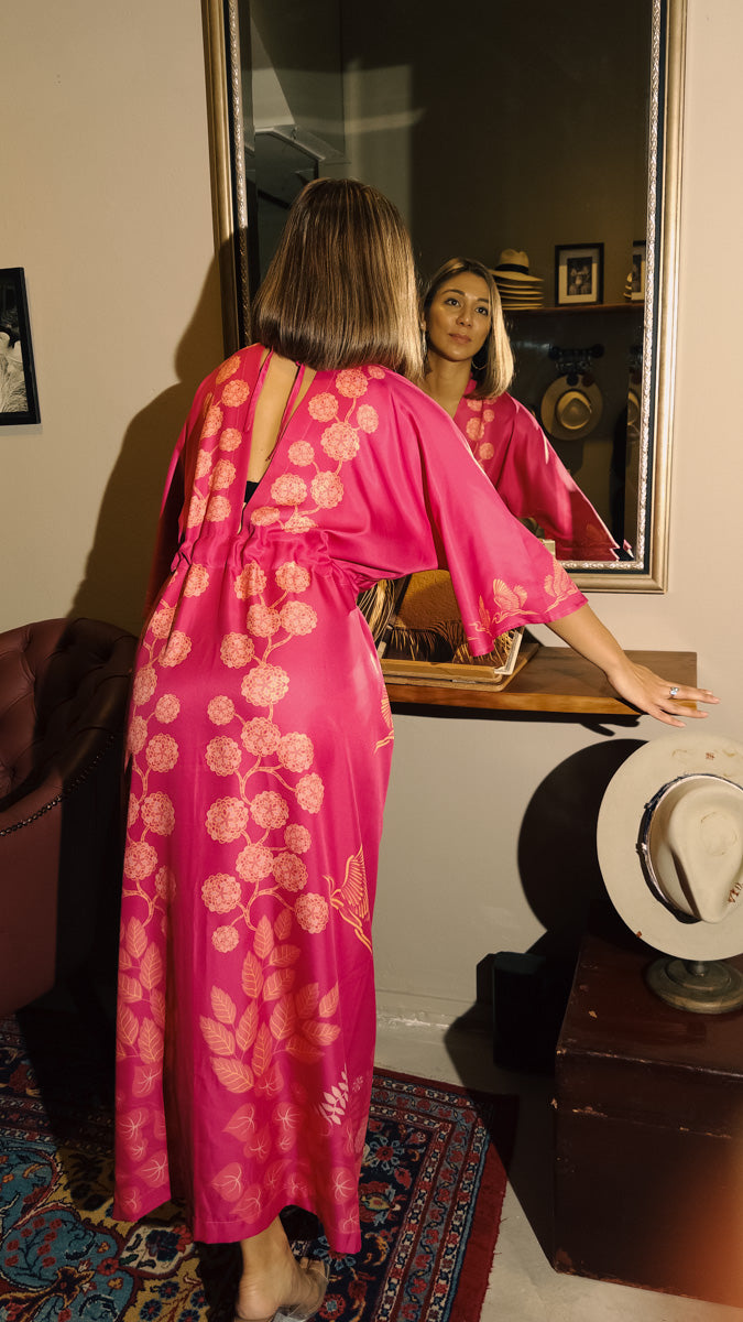 Madame Wong Dress - Heron Island Fuschia- Long
