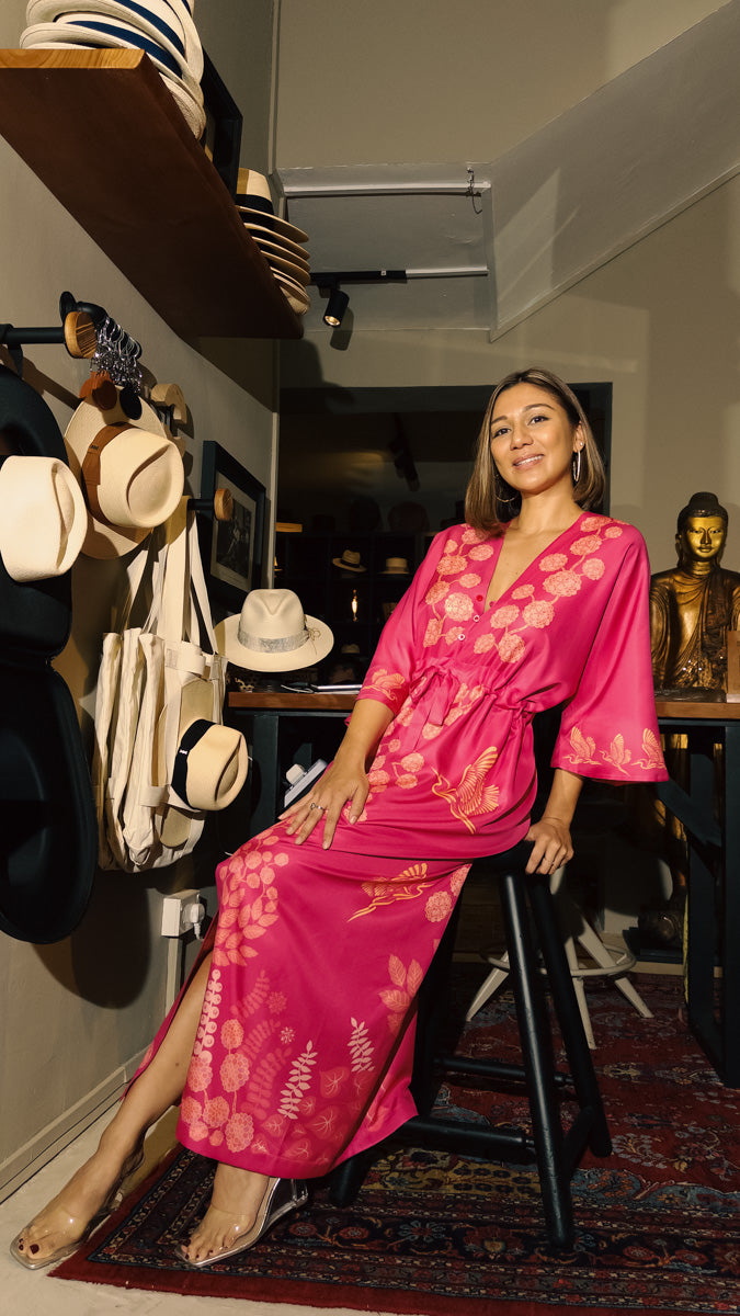 Madame Wong Dress - Heron Island Fuschia- Long