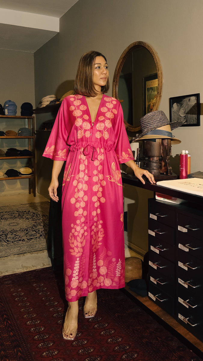 Madame Wong Dress - Heron Island Fuschia- Long