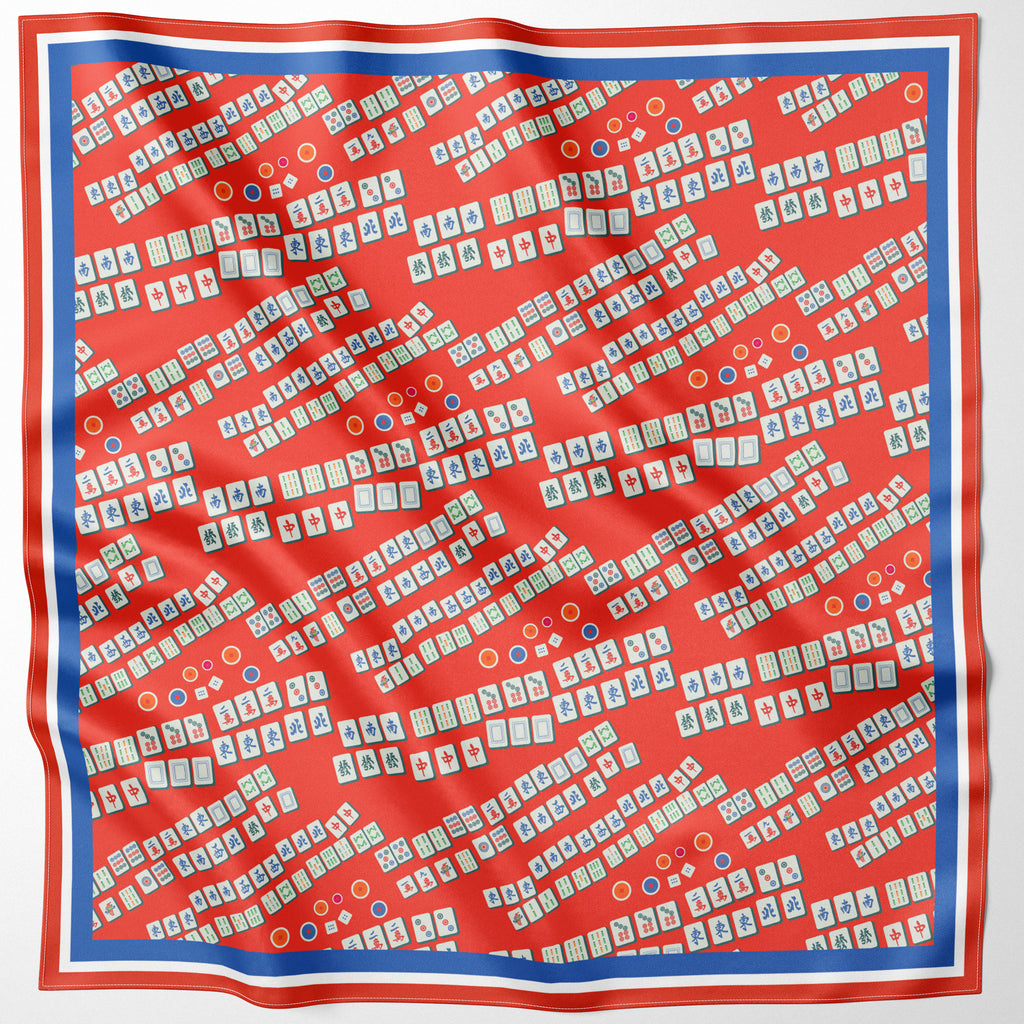 Lucky Mahjong Small Silk Scarf