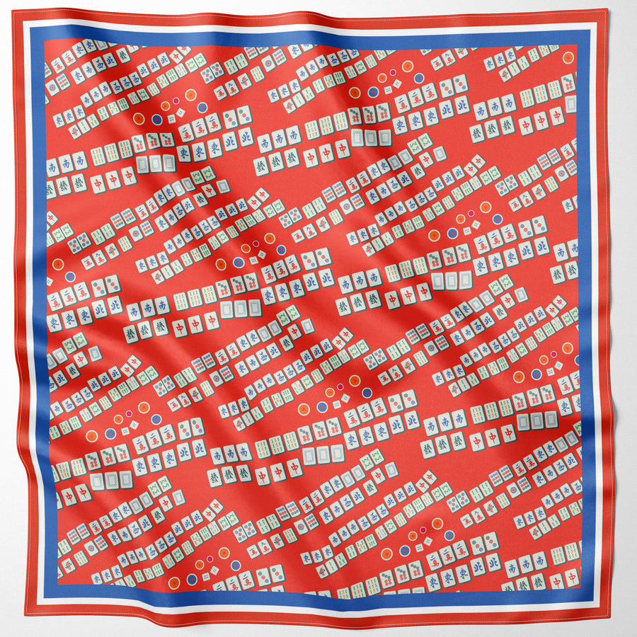 Lucky Mahjong Small Silk Scarf