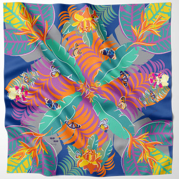 Blooms and Butterflies of Singapore Silk Scarf
