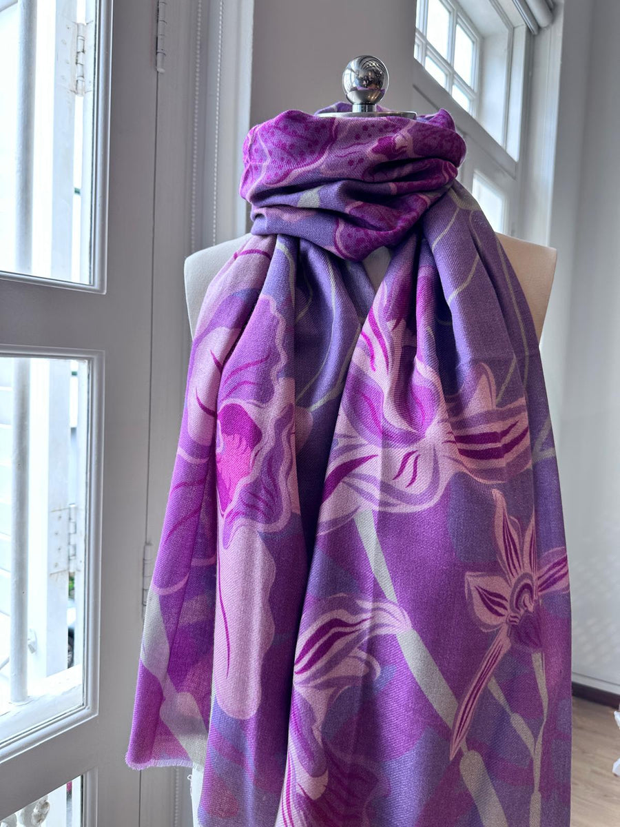 Orchid Veil Premium Cashmere Shawl