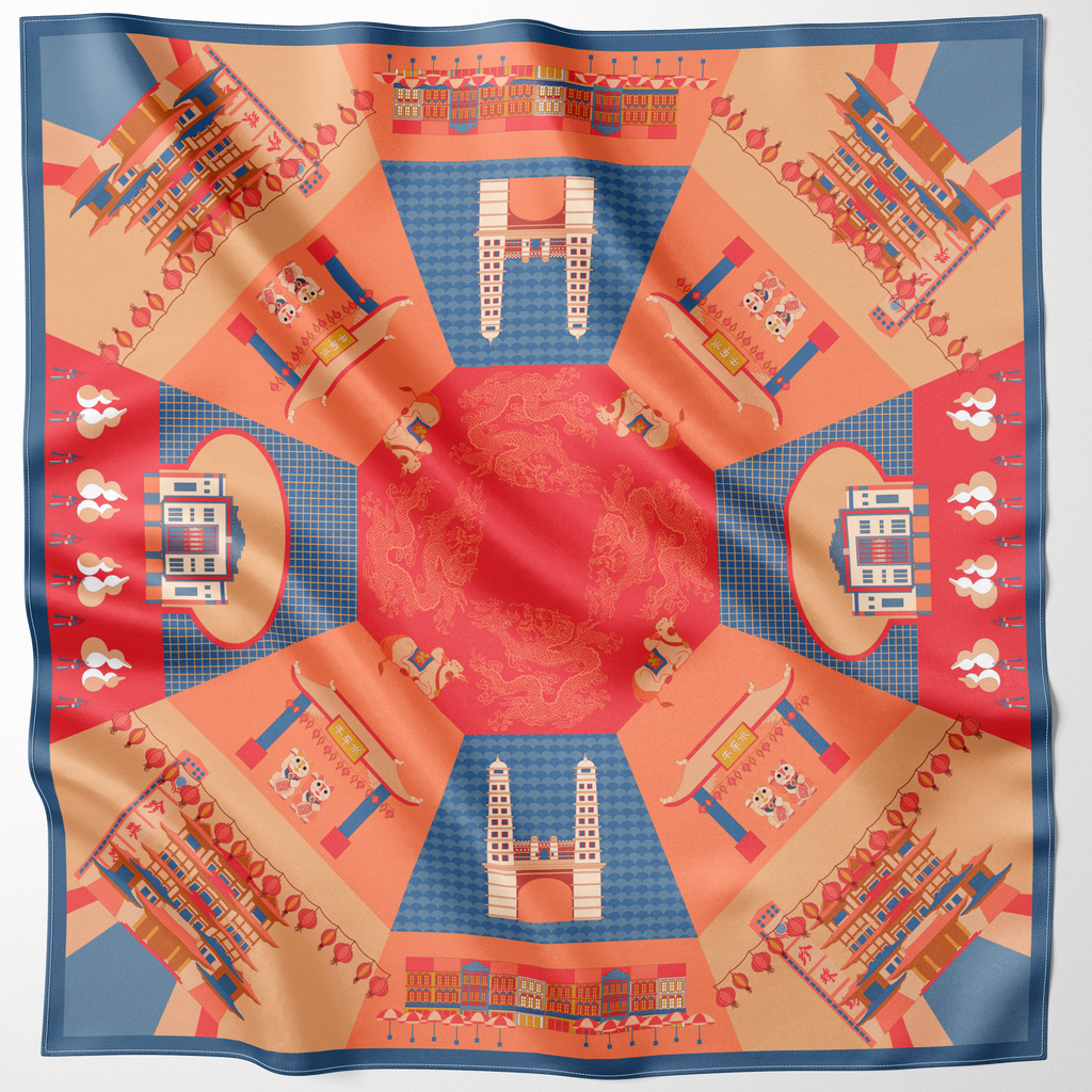 Chinatown Stories Small Silk Scarf