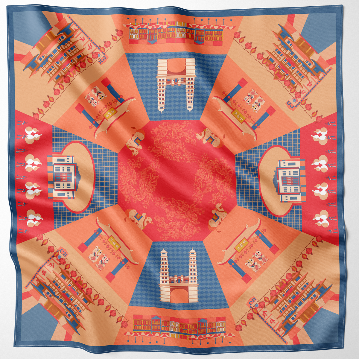 Chinatown Stories Small Silk Scarf