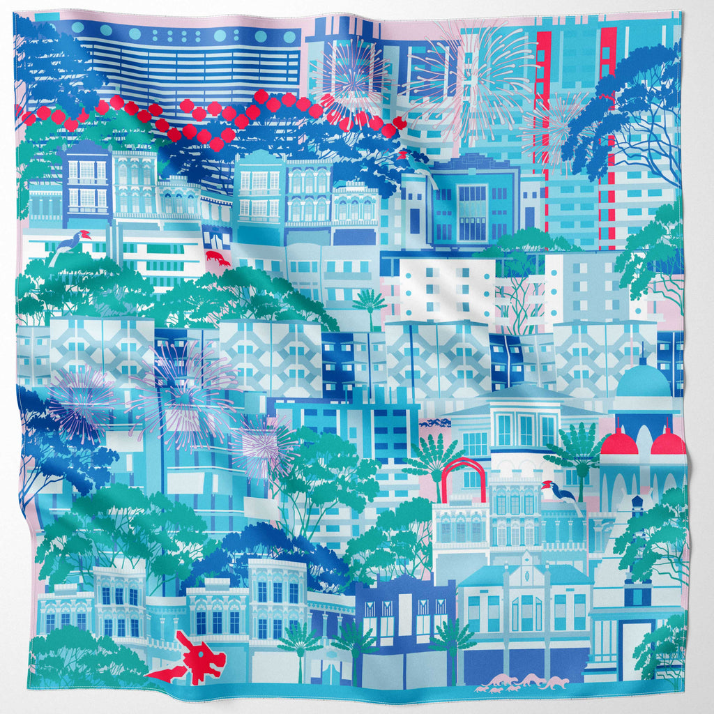 City in the Garden Silk Scarf