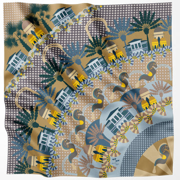 Enchanted Kampong Glam Silk Scarf and Pocket Square Bundle