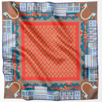 Shophouses at the Foothill Silk Scarf