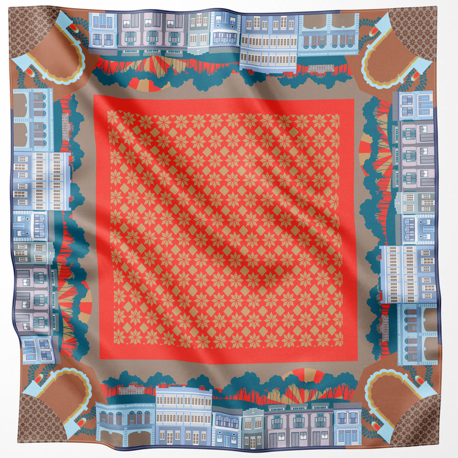 Shophouses at the Foothill Silk Scarf