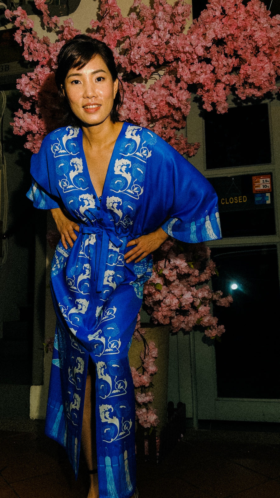 Madame Wong Dress - Peranakan Indigo - Long