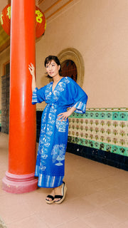 Image 2: Madame Wong Dress - Peranakan Indigo - Long