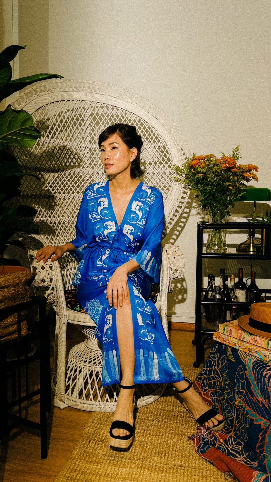 Madame Wong Dress - Peranakan Indigo - Long