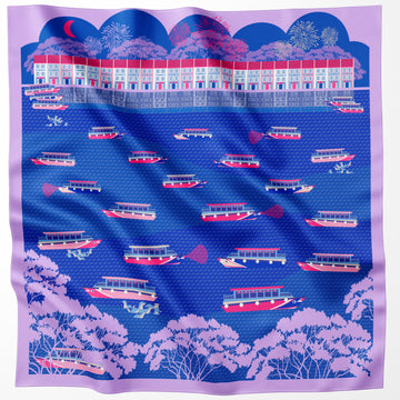 Night at the Singapore Quay Premium Silk Scarf