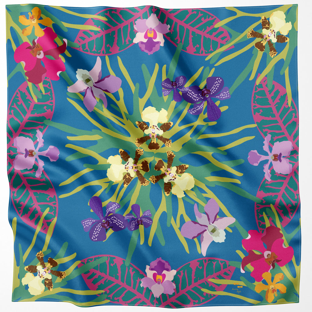 Orchidea Blue Cotton Scarf