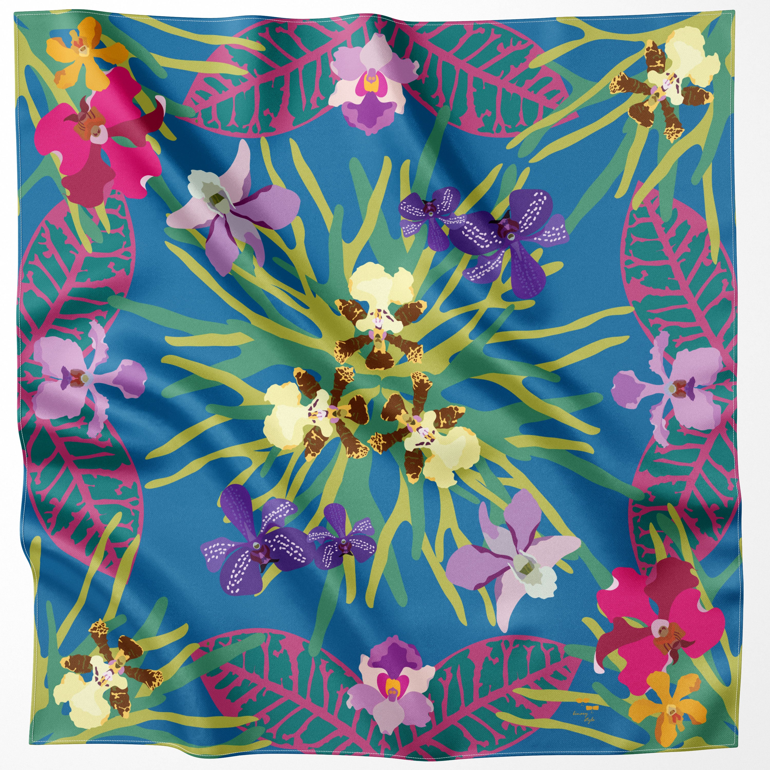 Orchidea Blue Cotton Scarf