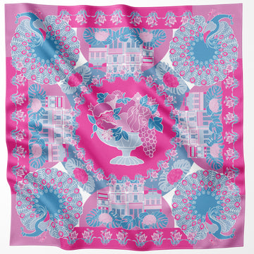 Peranakan Epiphanies in Lilac Premium Silk Scarf