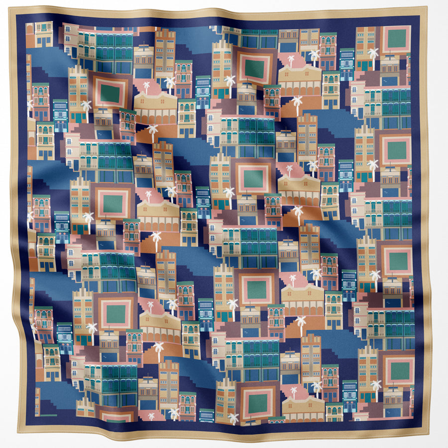 Shophouses of Singapore Premium Silk Scarf