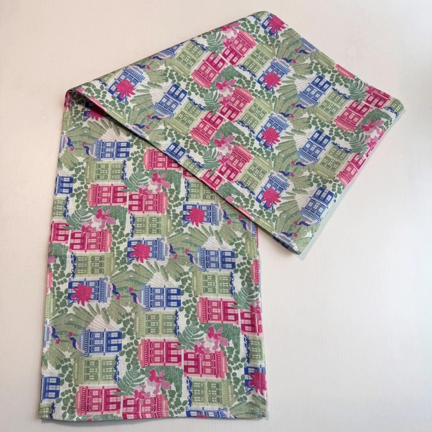 Linen Table Runner Singapore Shophouses