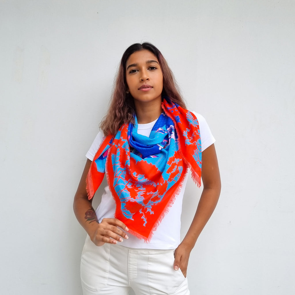 Night at the Singapore Quay Cotton Scarf