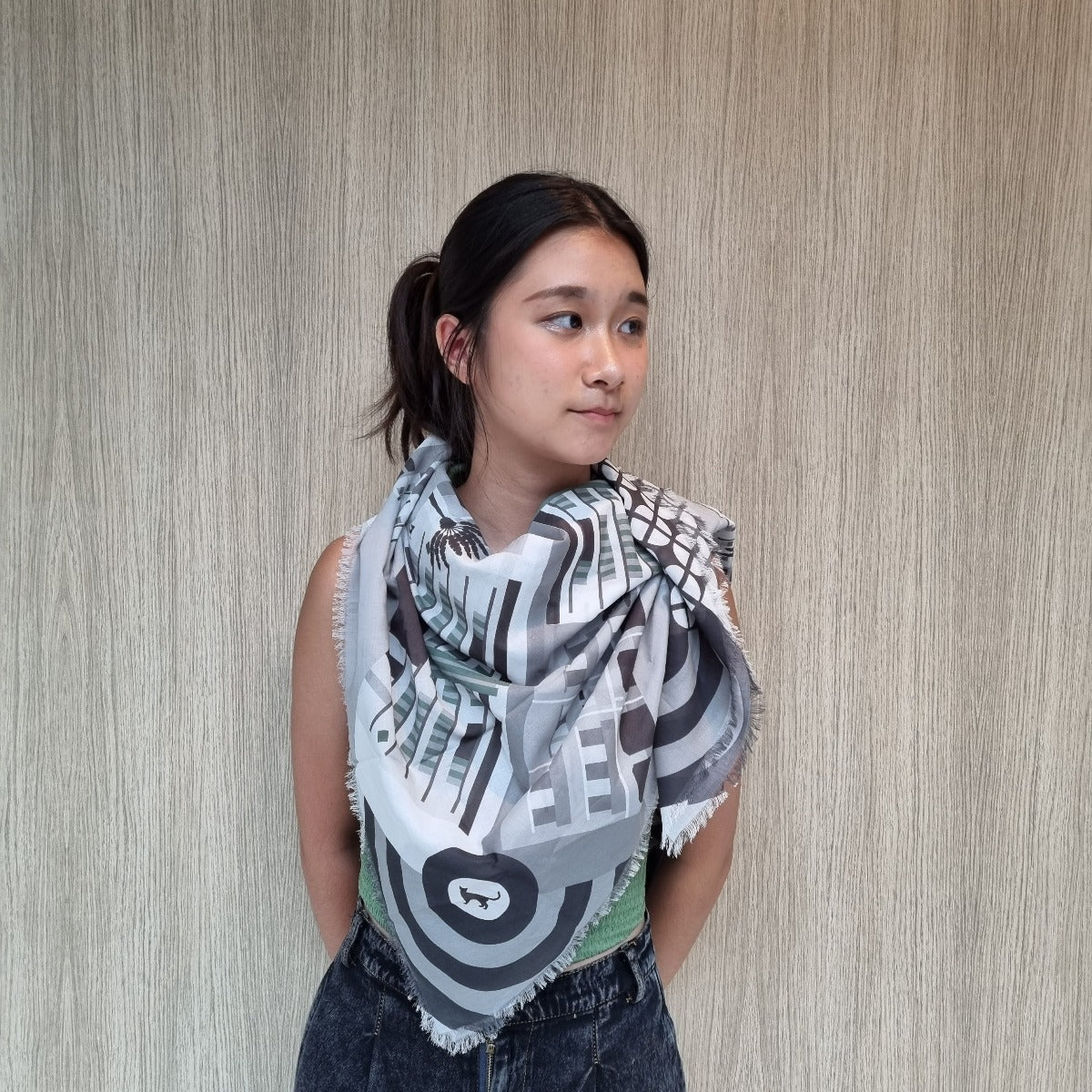 Tiong Bahru in Monochromes Cotton Scarf