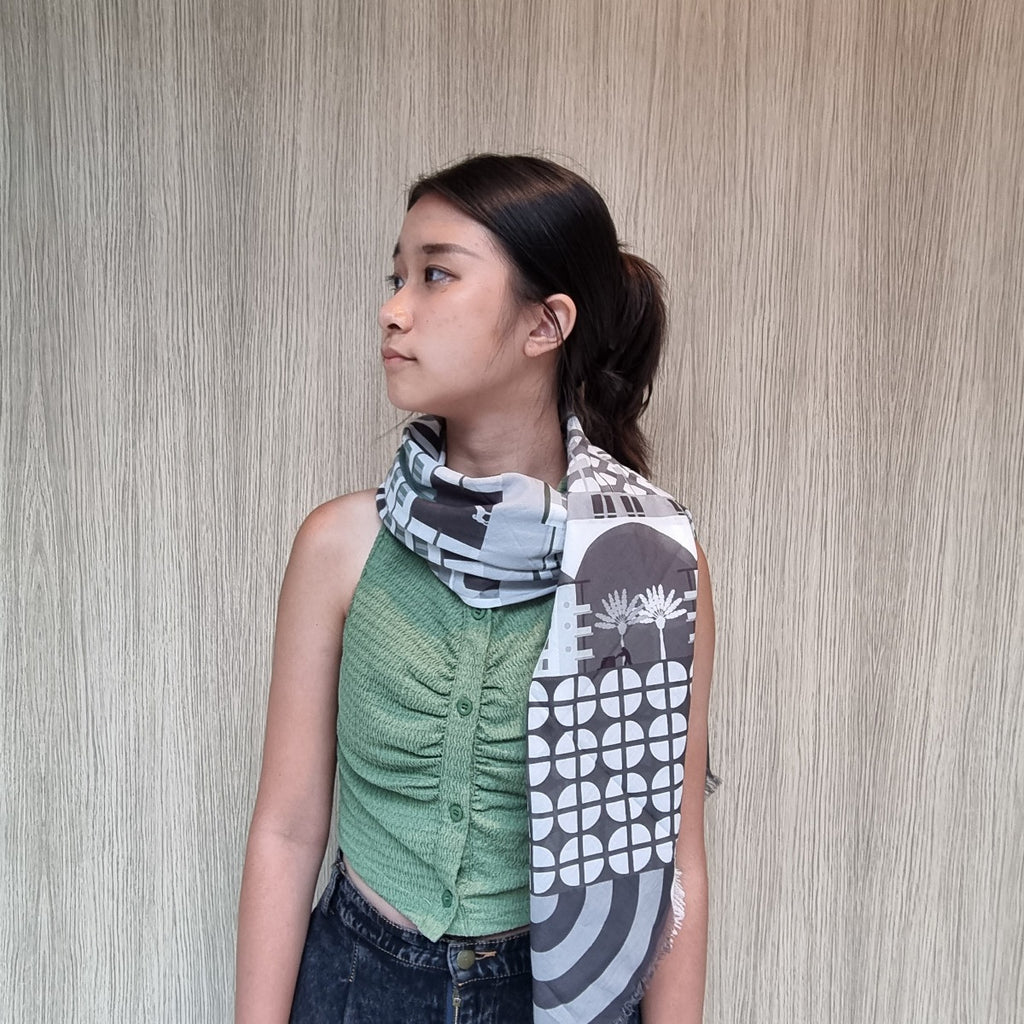 Tiong Bahru in Monochromes Cotton Scarf