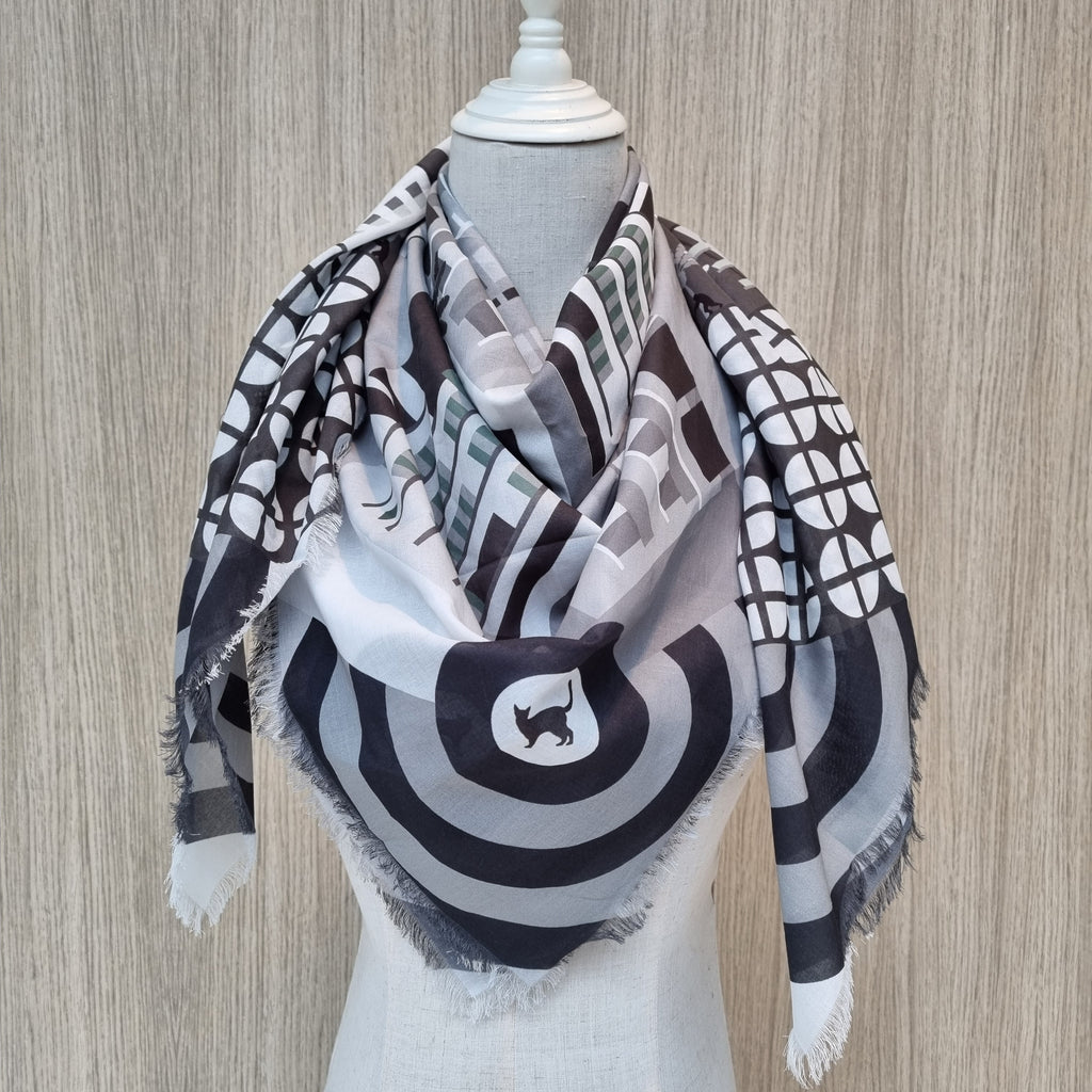 Tiong Bahru in Monochromes Cotton Scarf