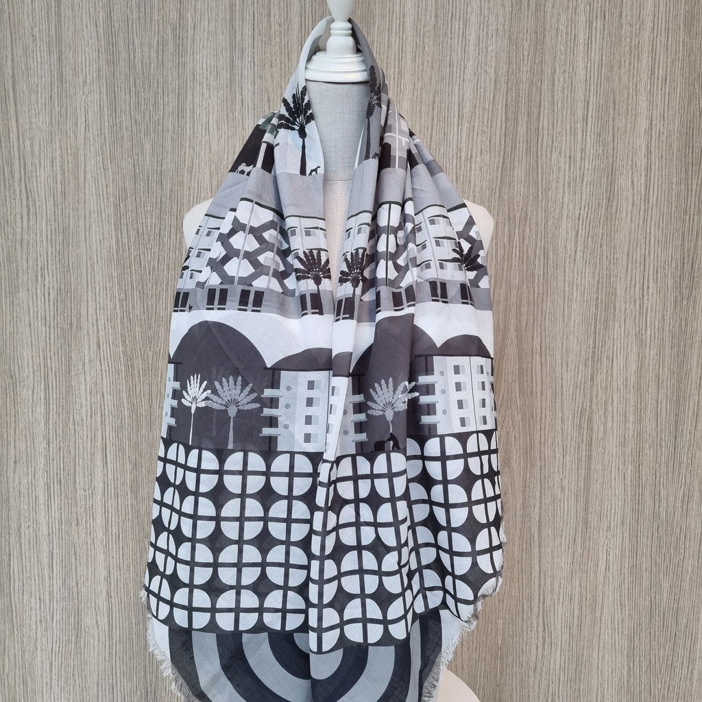 Tiong Bahru in Monochromes Cotton Scarf