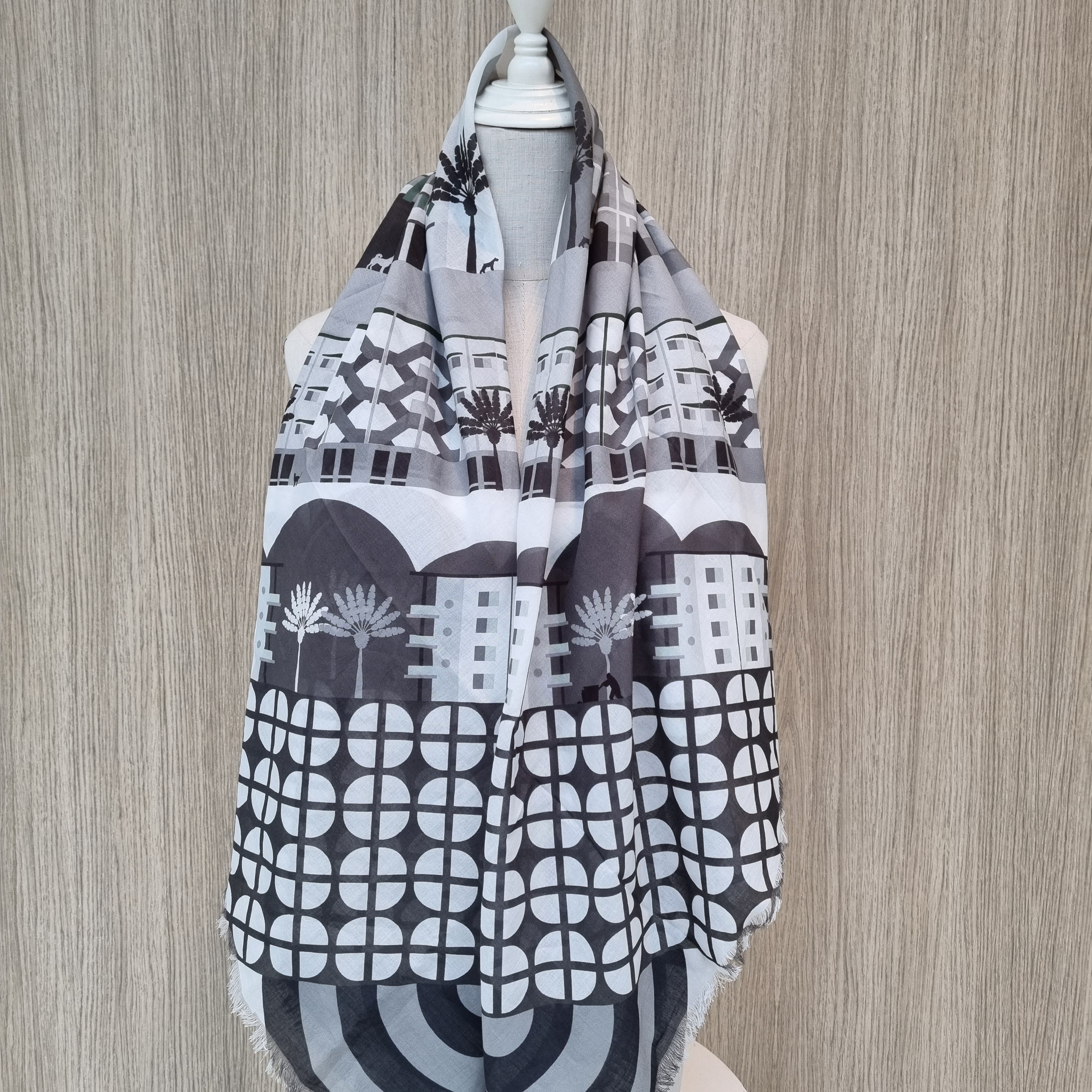 Tiong Bahru in Monochromes Cotton Scarf