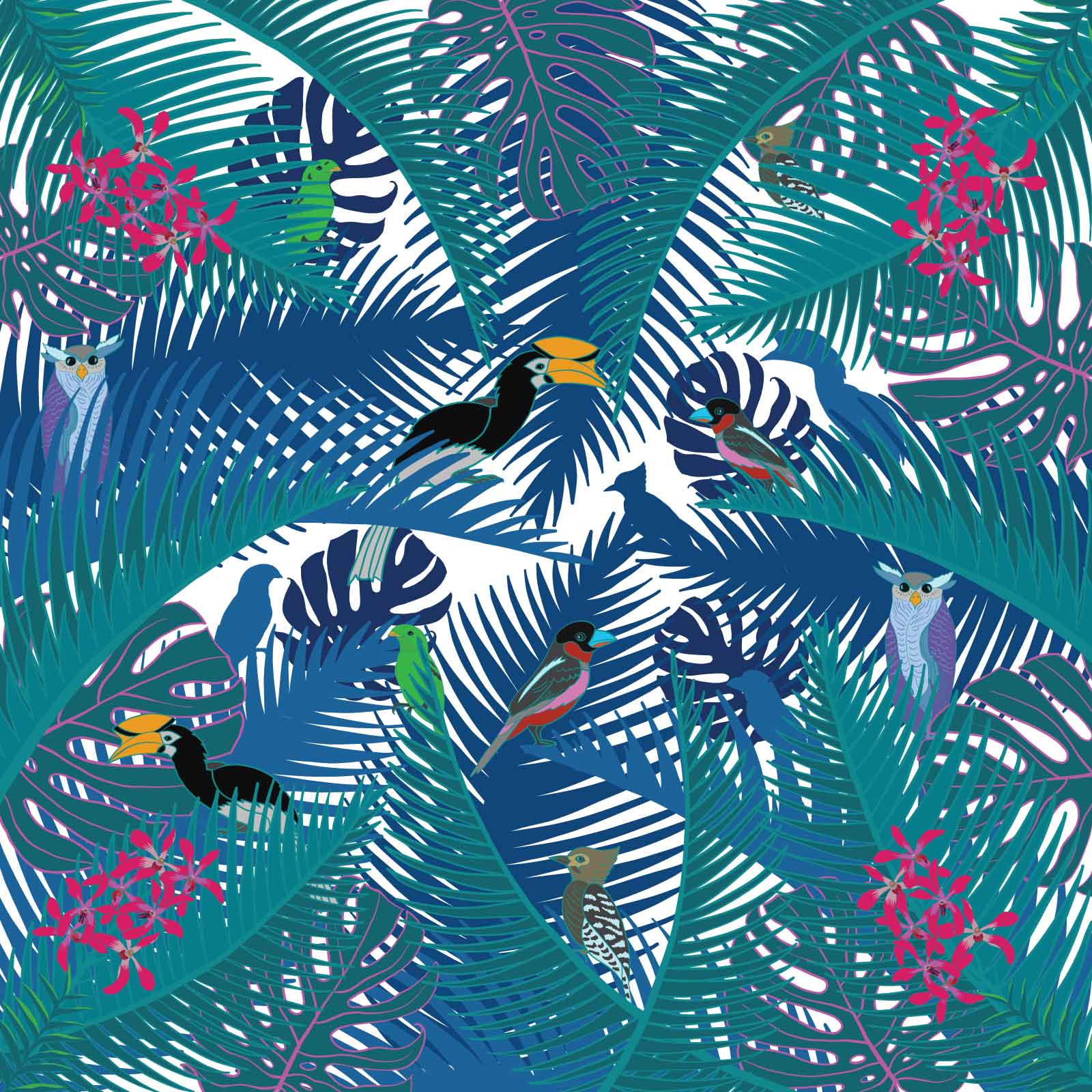 Avian Wonders of Singaporean Islands Silk Scarf