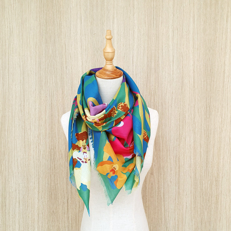 Orchidea Blue Cotton Scarf