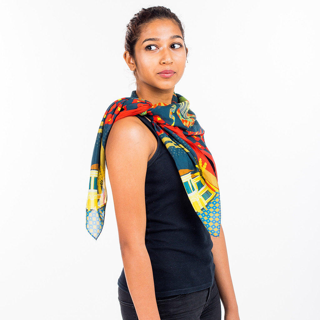 A Festive Night at Kampong Glam Cotton Silk Scarf