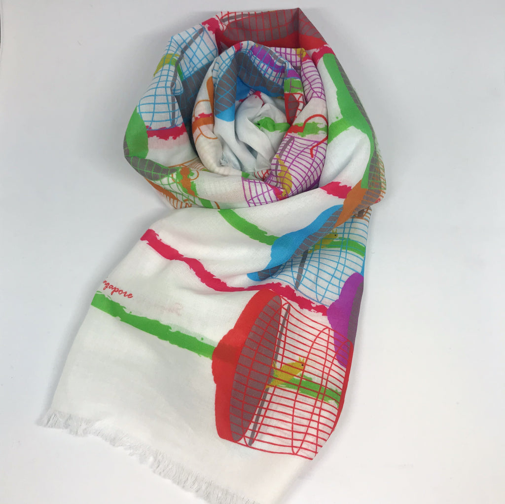 Singing Birds of Singapore Cotton Scarf