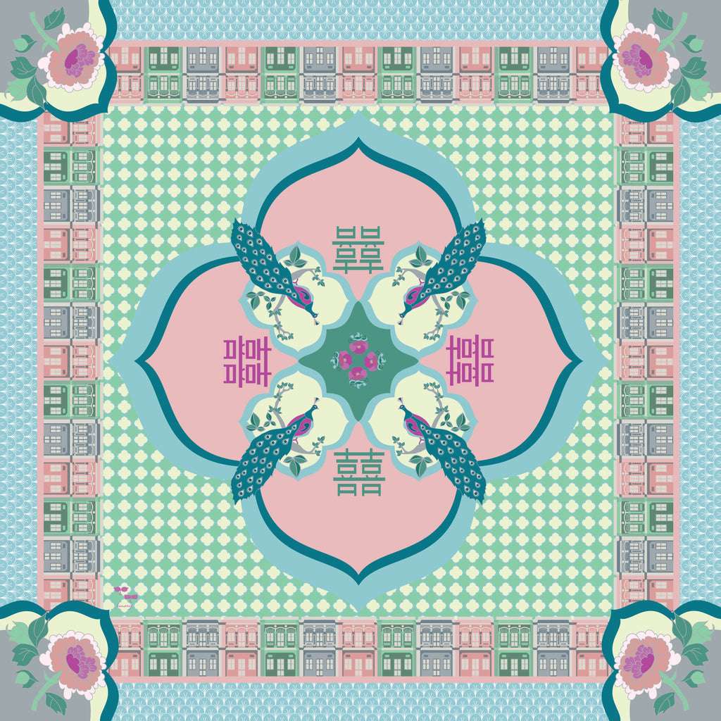 Binary Style - Peranakan Opulence Chiffon Scarf. Singapore scarf for gifts and souvenirs.