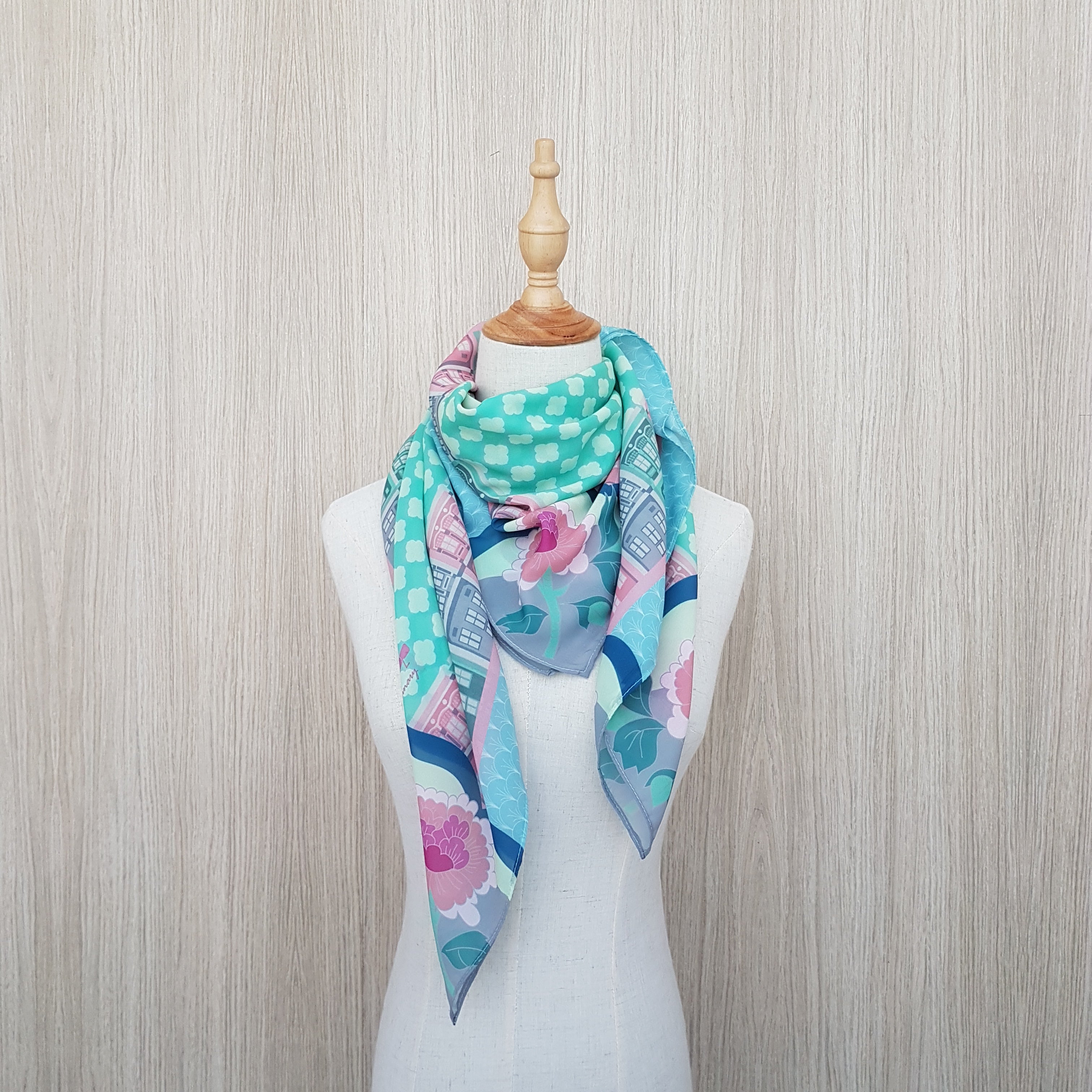Binary Style - Peranakan Opulence Chiffon Scarf. Singapore scarf for gifts and souvenirs.