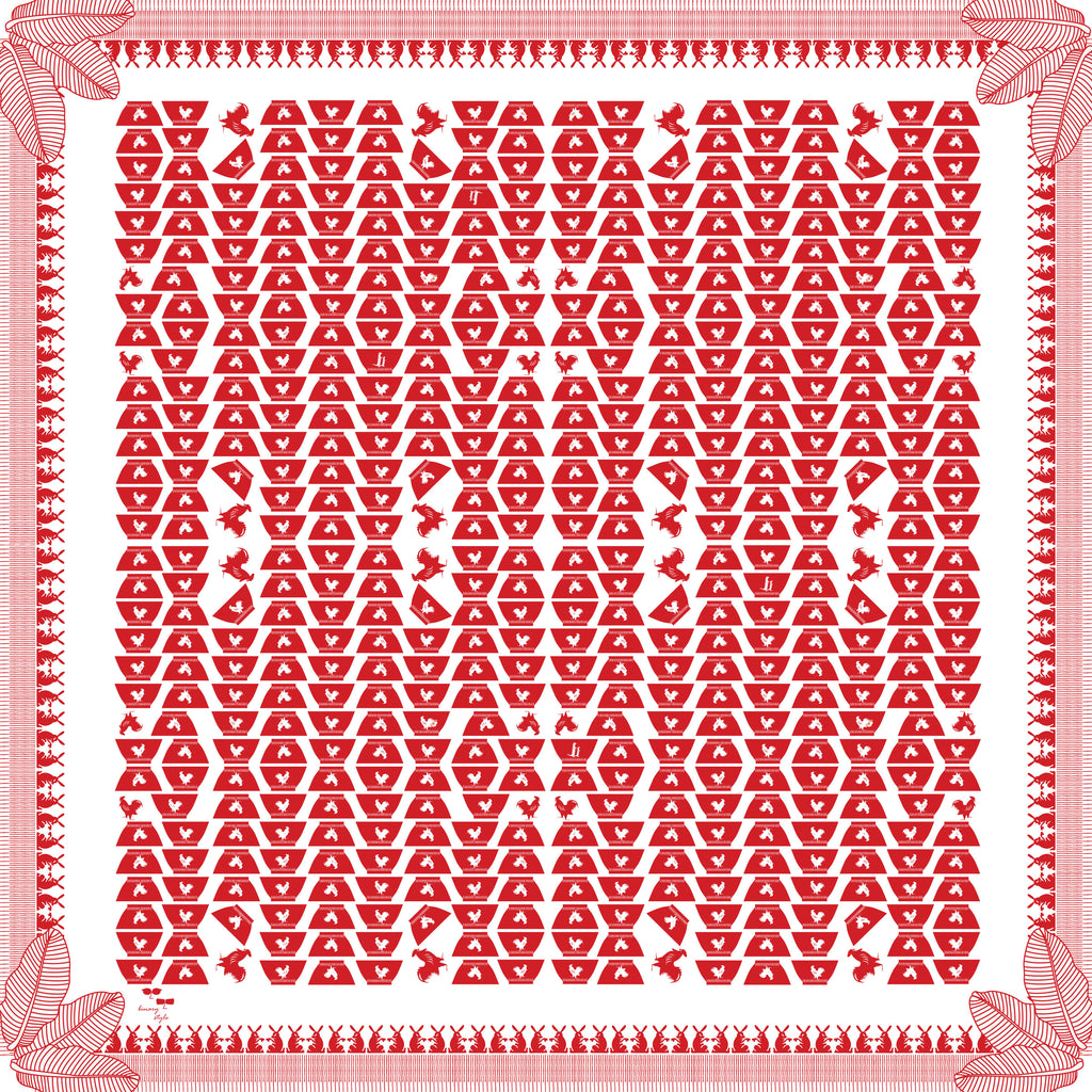 Taste of Nostalgia in Red Cotton Scarf