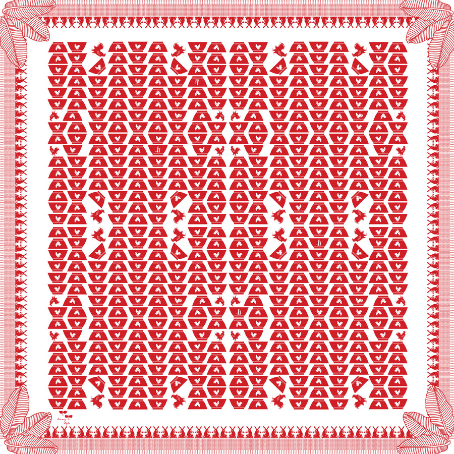 Taste of Nostalgia in Red Cotton Scarf